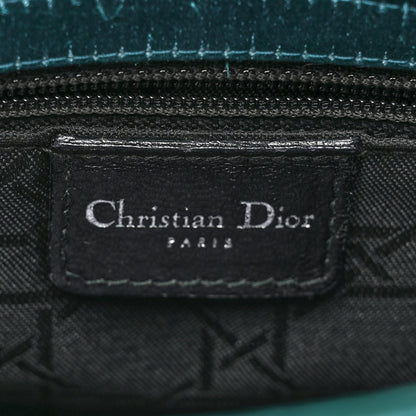 Christian Dior Satin Swarovski Crystal Cannage Mini Lady Dior Teal 5 of 13