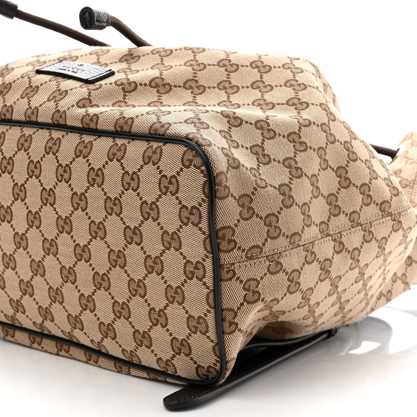 Monogram Dollar Calfskin O Drawstring Backpack Beige Ebony Testa di Moro Dark Chocolate