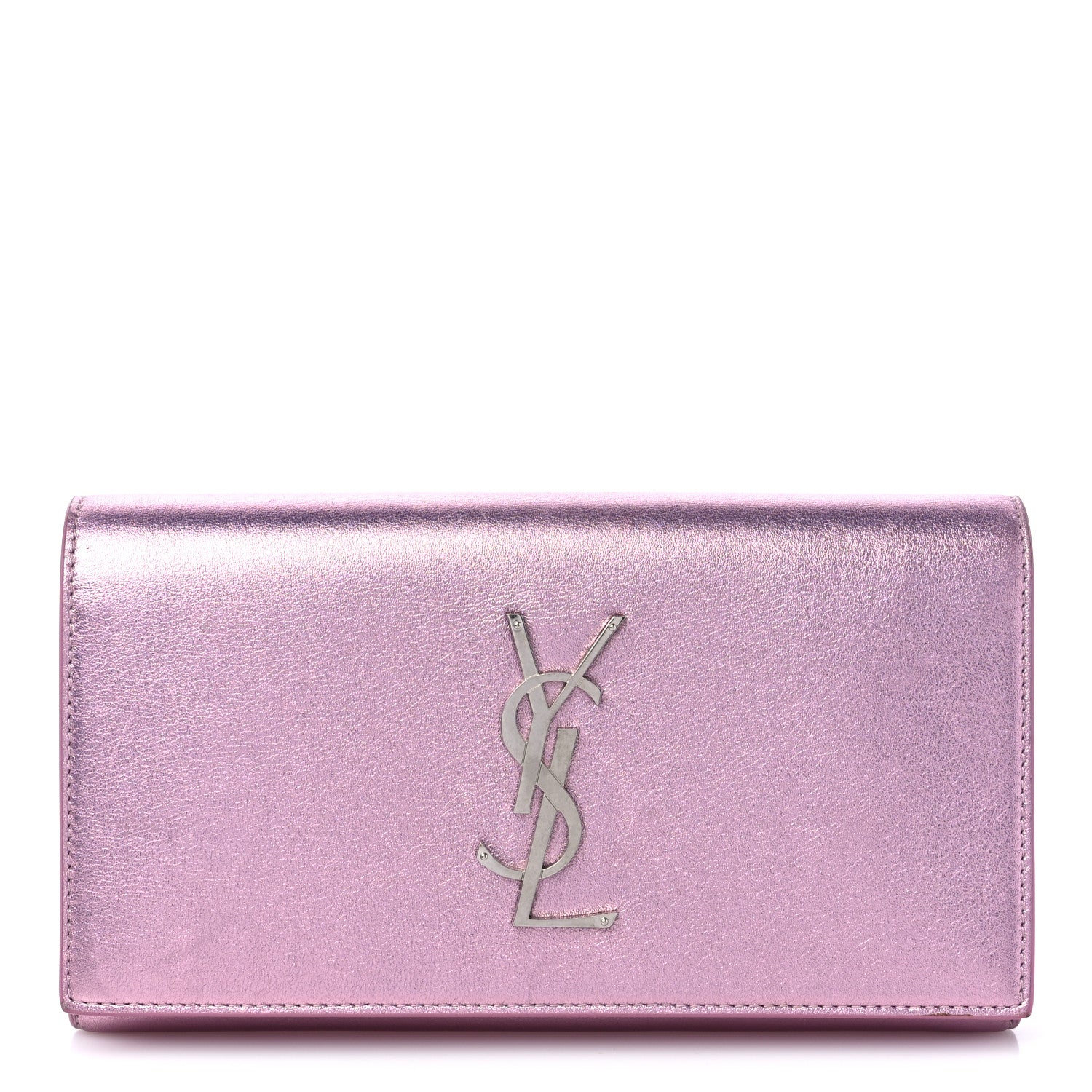 Saint Laurent Metallic Calfskin Classic Monogram Cassandre Wallet New Azalea 1 of 12