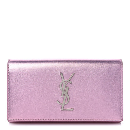 Saint Laurent Metallic Calfskin Classic Monogram Cassandre Wallet New Azalea 1 of 12