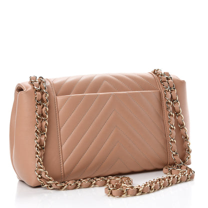 Chanel Calfskin Quilted Medium Daily Chevron Flap Beige 3 of 10