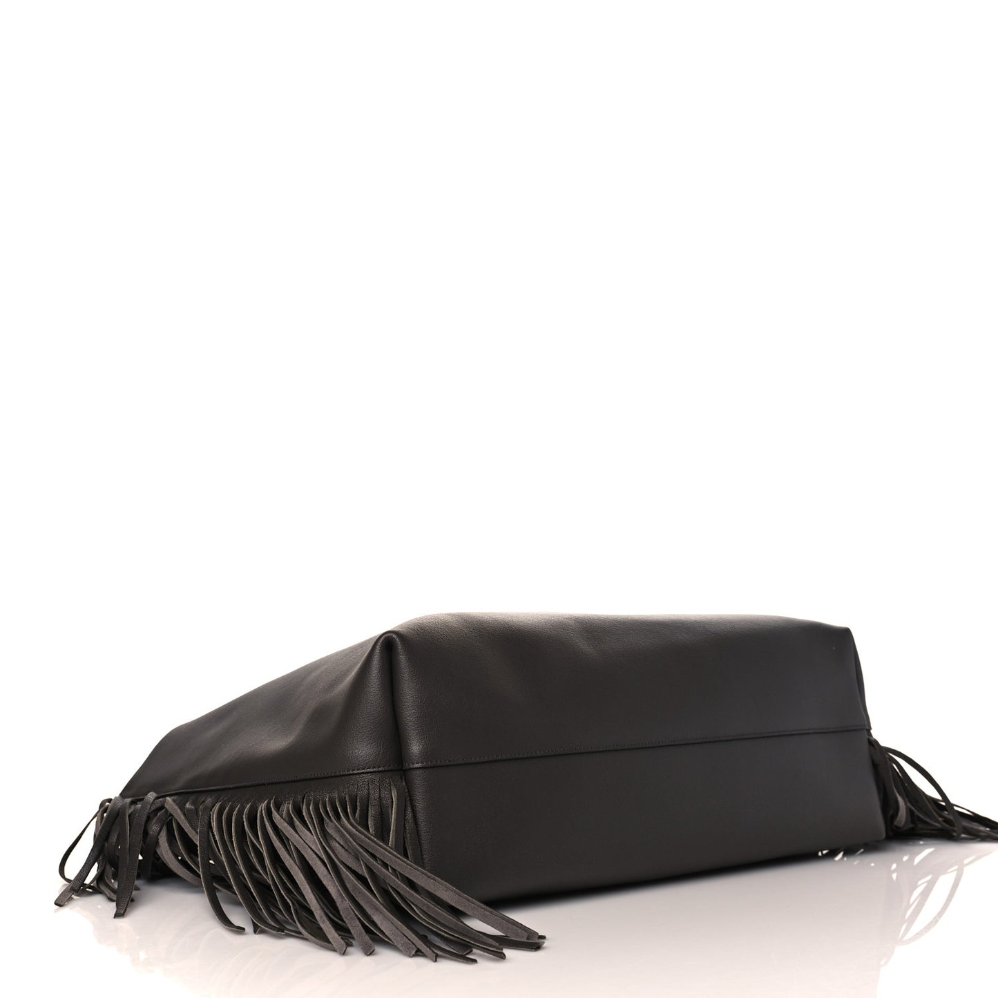 Calfskin Large Fringe Shopping Tote Dark Grey