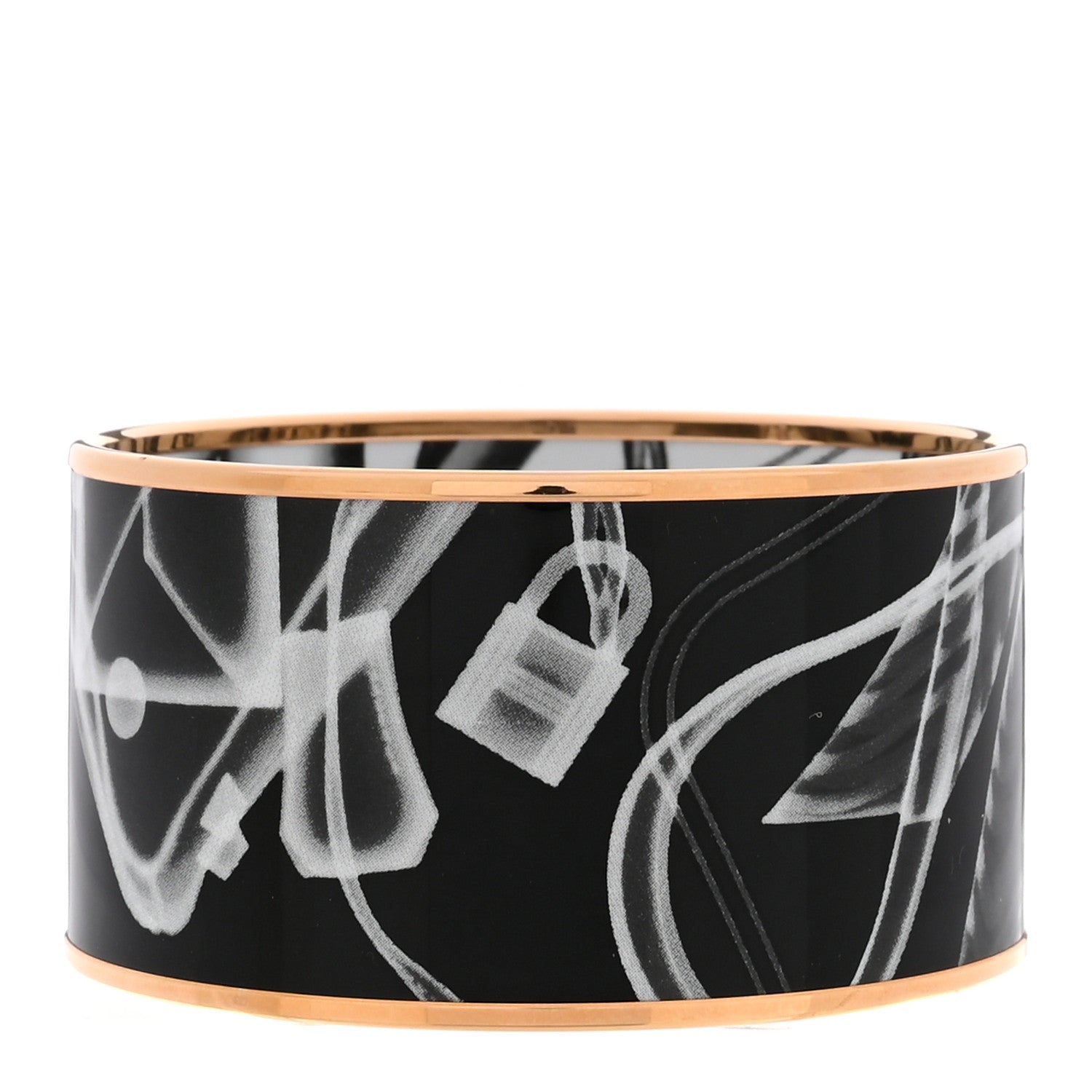 Hermes Enamel Printed Please, Check In Extra Wide Bracelet 65 Positif Negatif 3 of 5