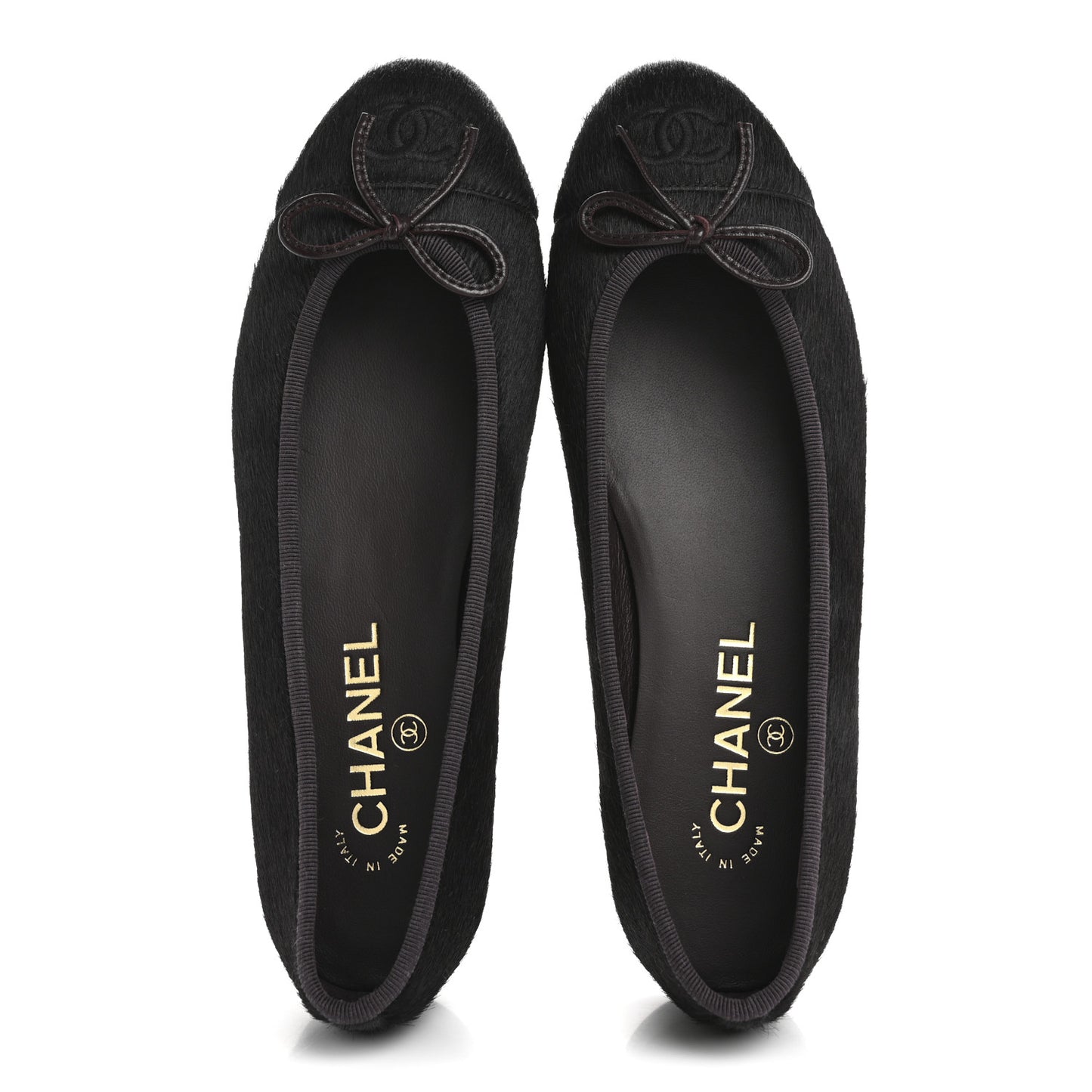 Pony Hair Cap Toe CC Ballerina Flats 38 Dark Burgundy Black