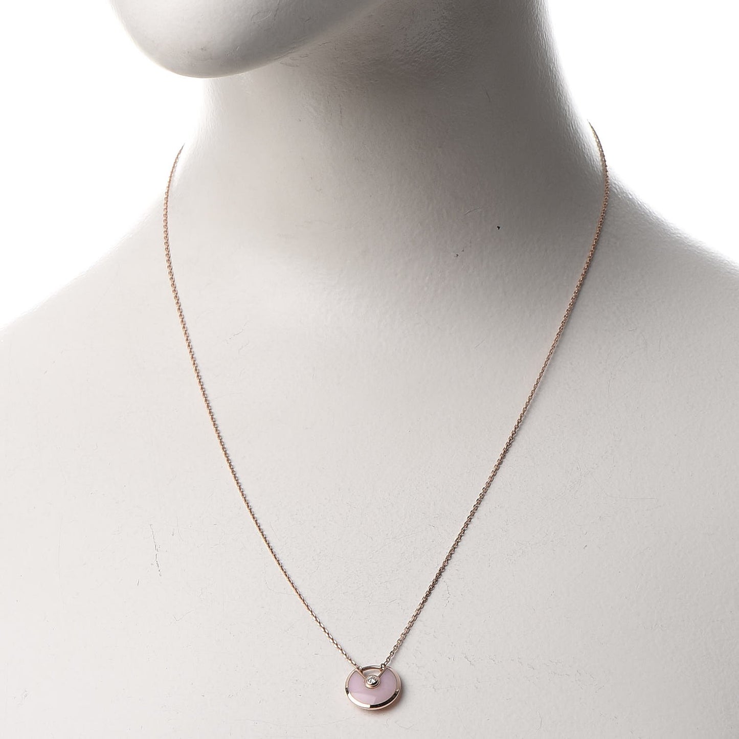 18K Pink Gold Diamond Pink Opal XS Amulette de Cartier Pendant Necklace
