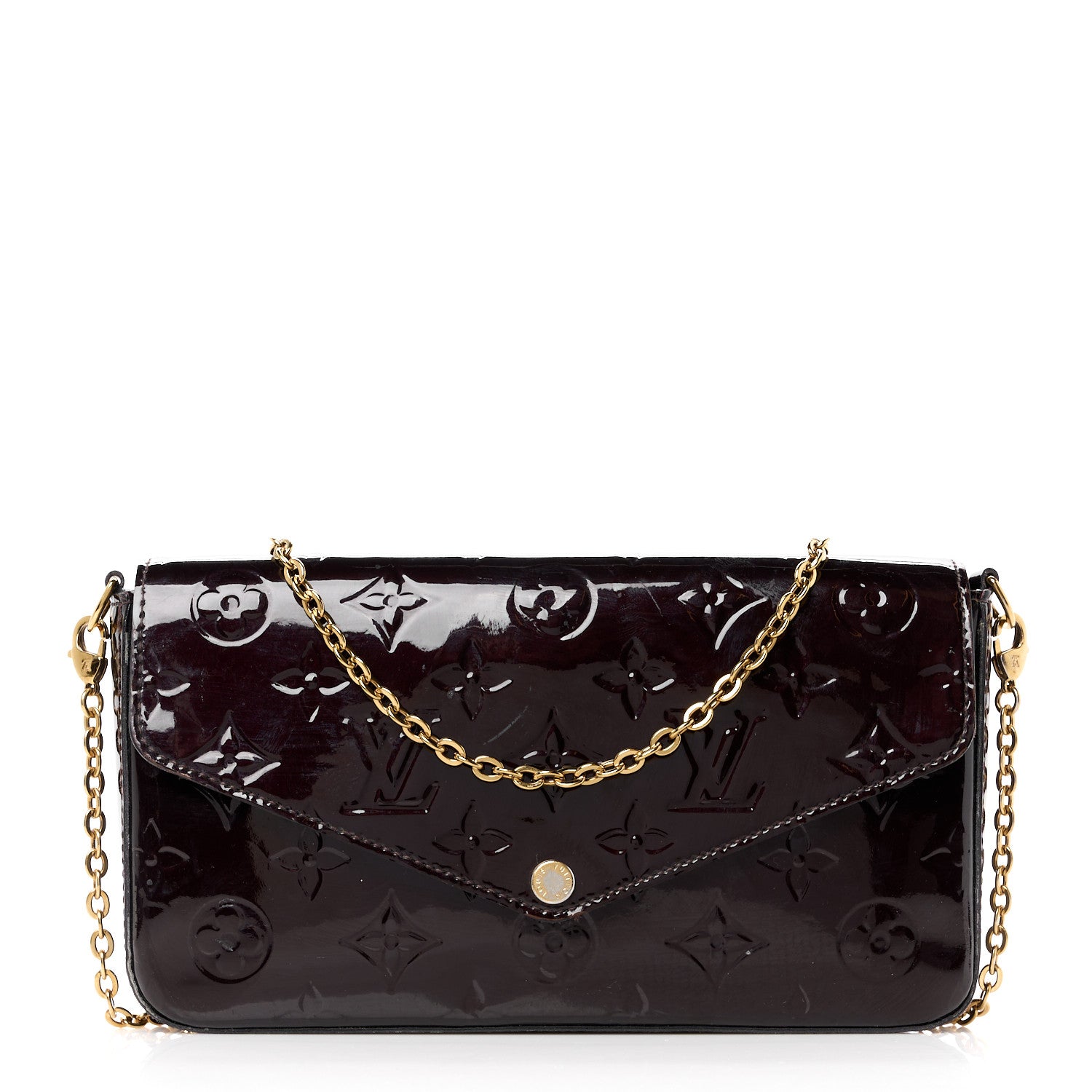 Louis Vuitton Vernis Pochette Felicie Chain Wallet Amarante 1 of 12