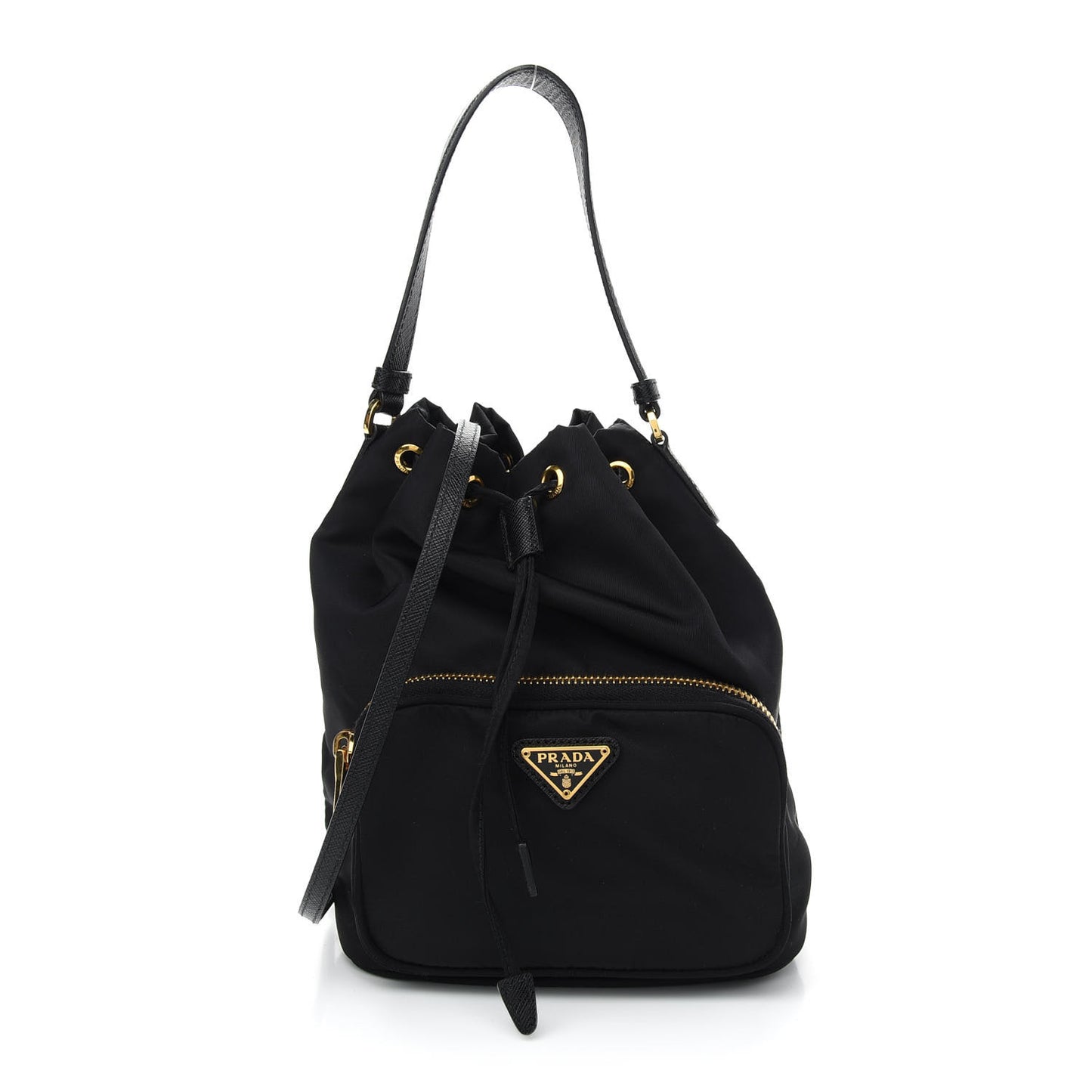 Re-Nylon Duet Drawstring Shoulder Bag Black