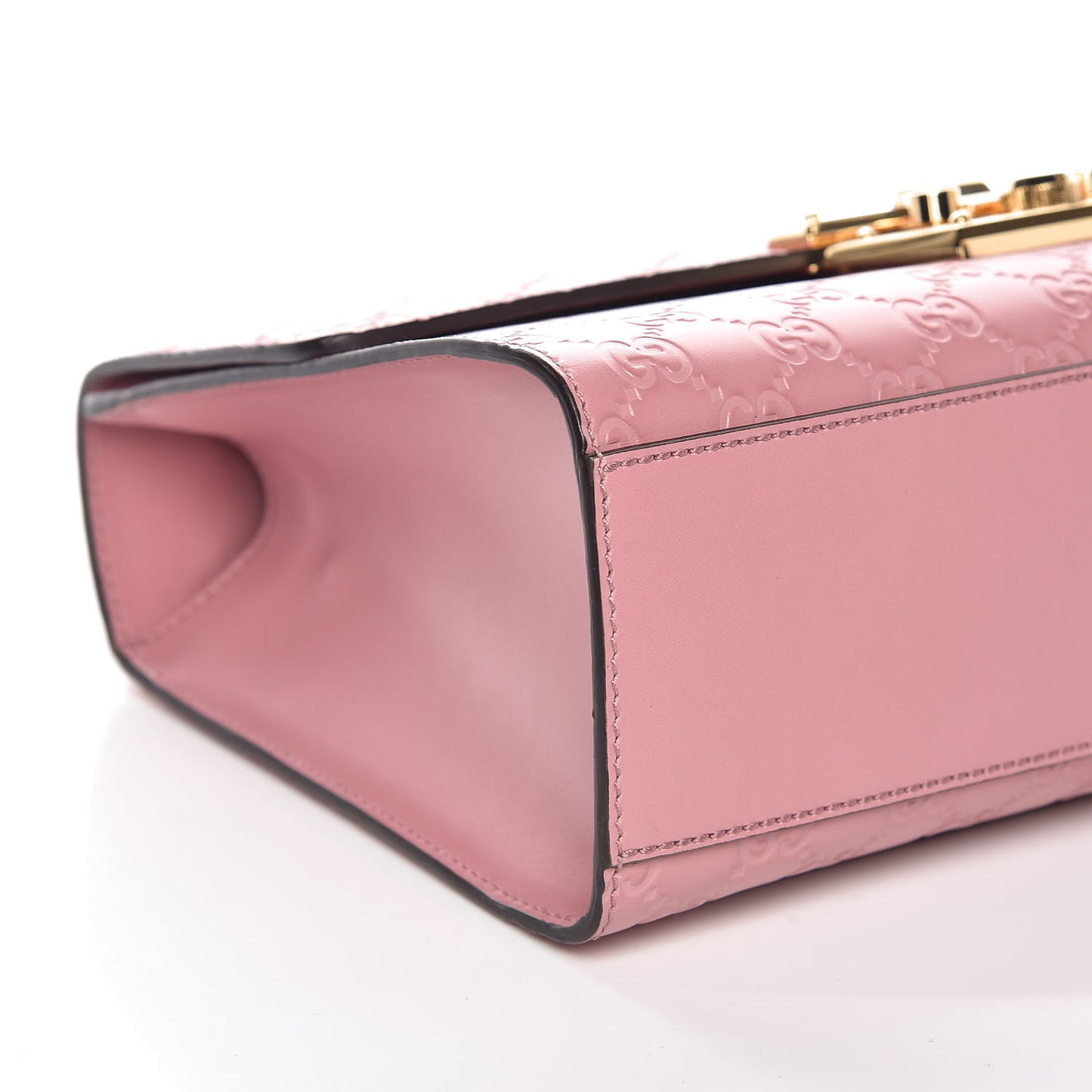 Guccissima Signature Medium Padlock Shoulder Bag Rose Baby Candy