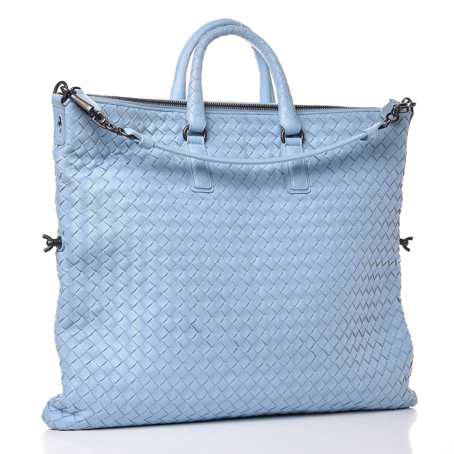 Nappa Intrecciato Medium Convertible Tote Light Blue