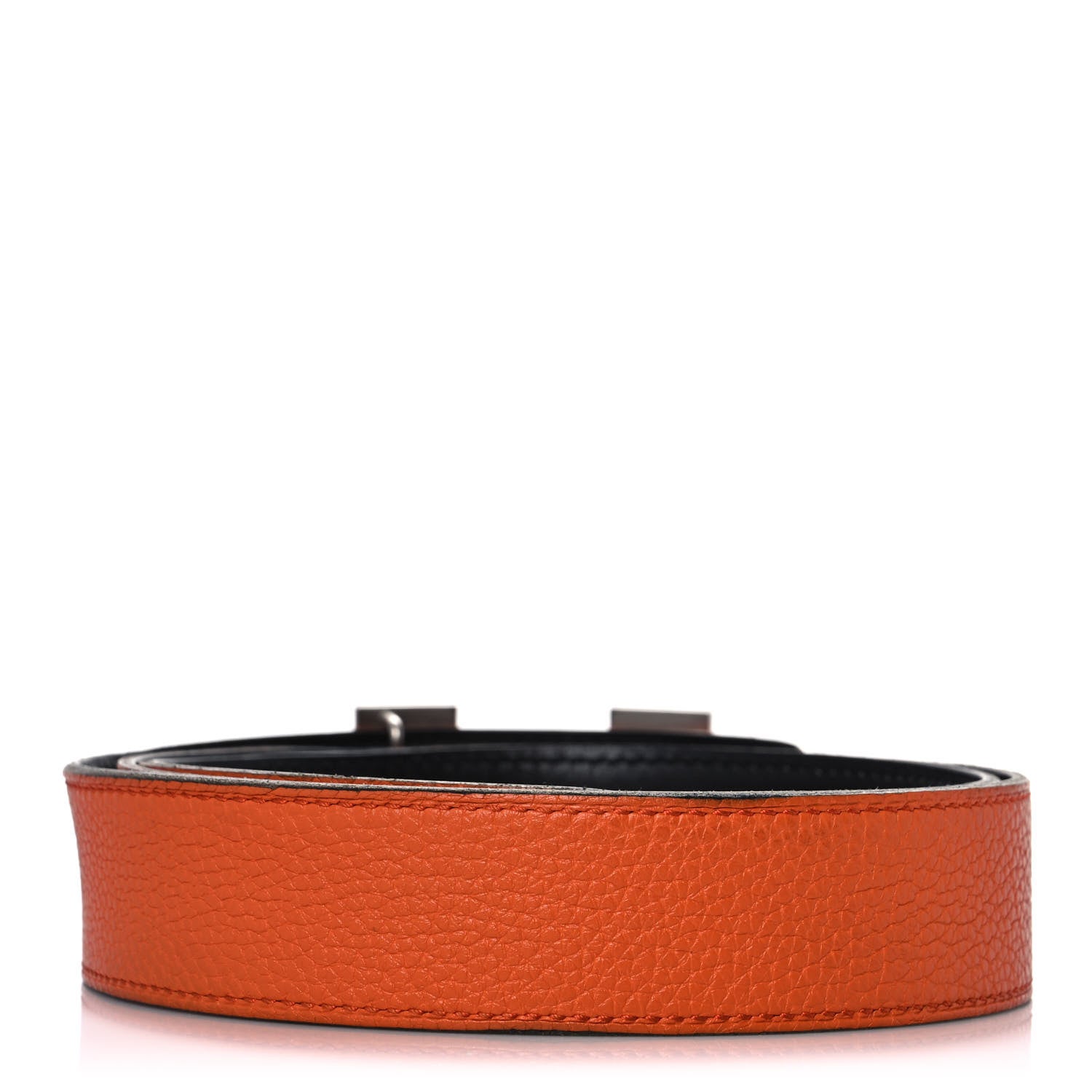 Hermes Box Togo 32mm H Belt 95 Black Orange 2 of 6