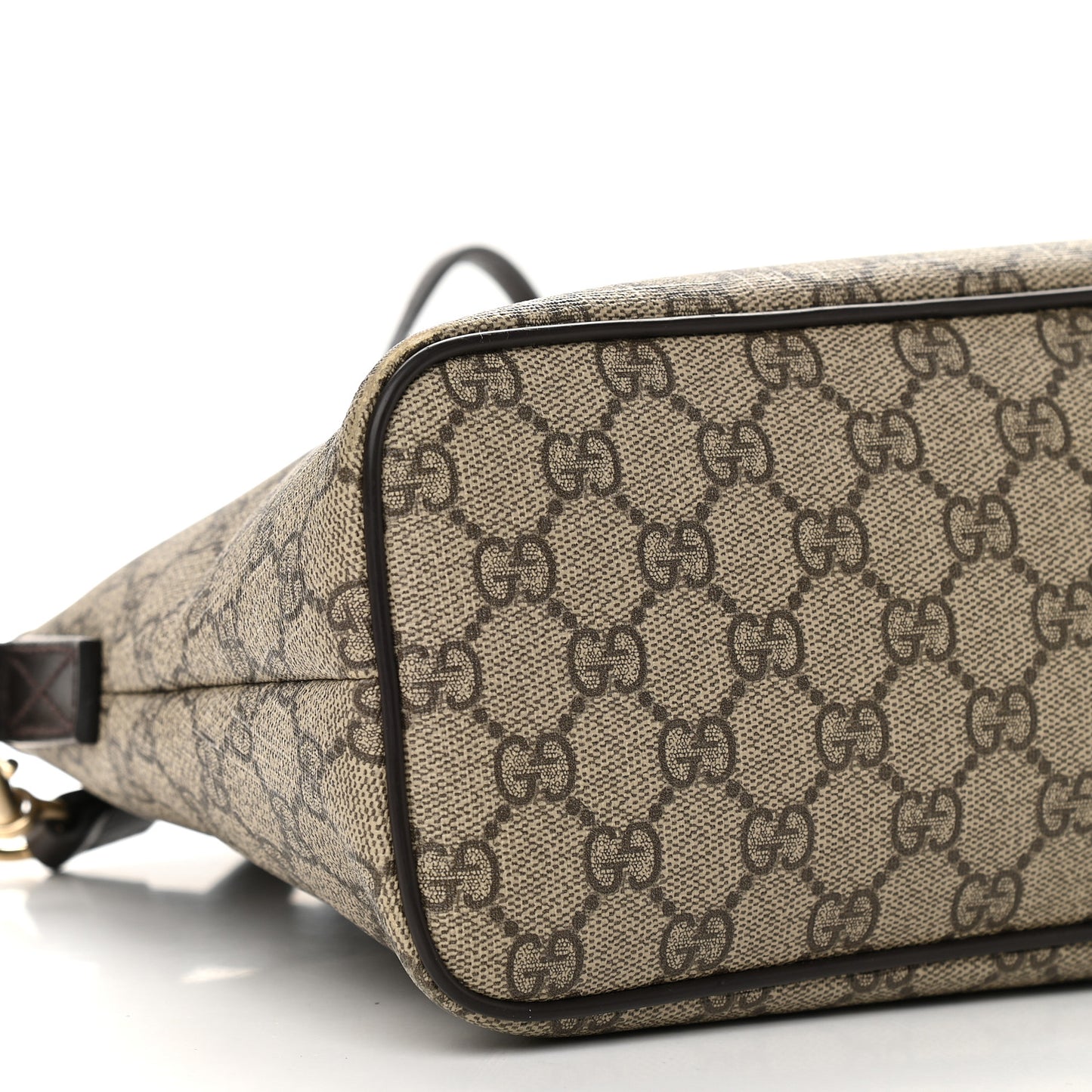 GG Supreme Monogram Small Zippered Tote Dark Brown
