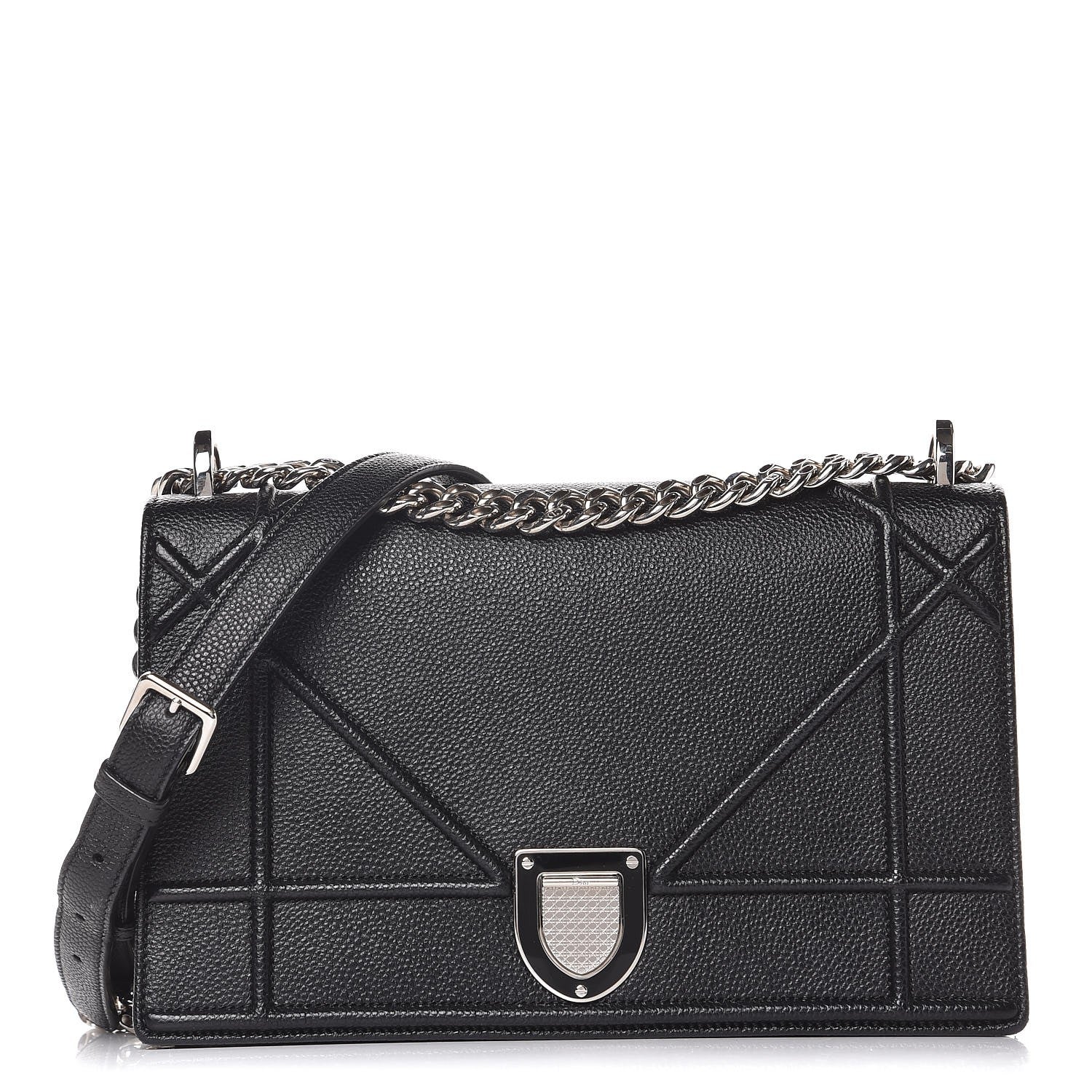 Christian Dior Grained Calfskin Medium Diorama Flap Bag Black 1 of 8