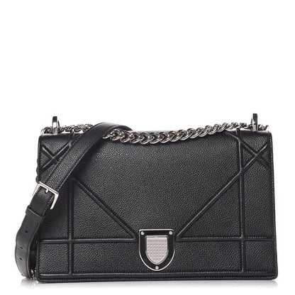 Christian Dior Grained Calfskin Medium Diorama Flap Bag Black 1 of 8