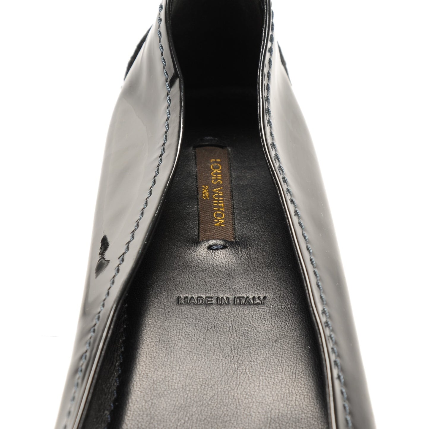 Patent Calfskin Oxford Ballerina Flats 42 Navy
