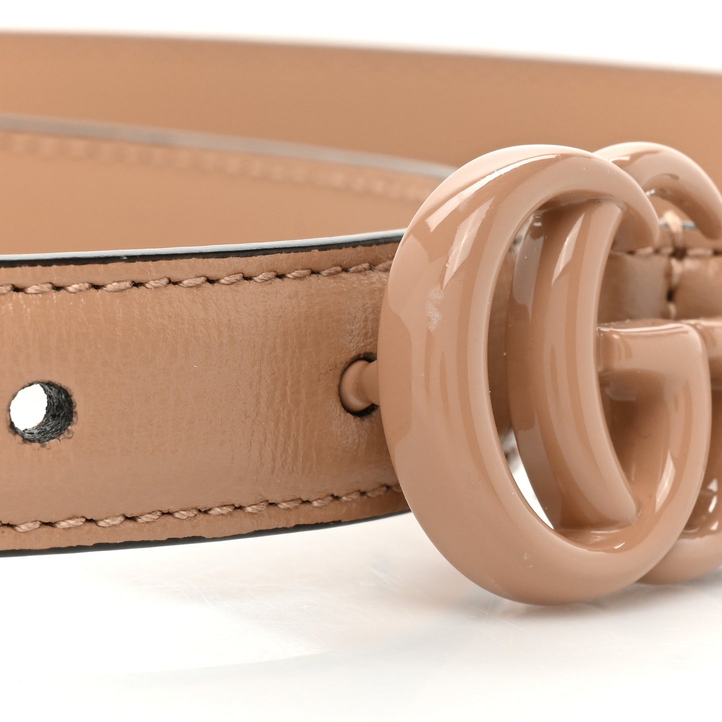 Azalea Calfskin Enamel Monochrome Double G 20mm Belt 75 30 Camelia