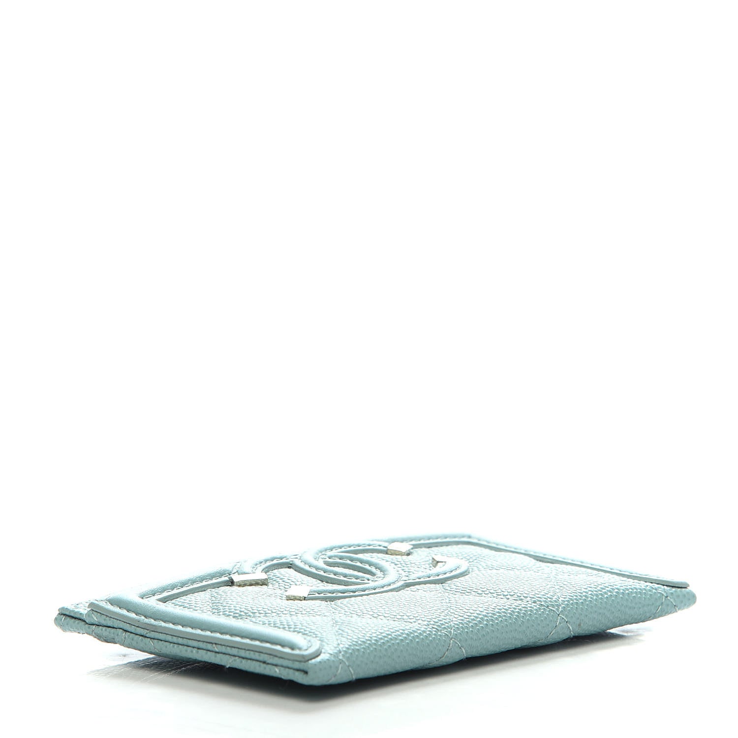 Chanel Caviar Quilted Filigree Card Holder Light Blue 4 of 9