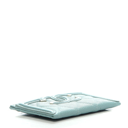 Chanel Caviar Quilted Filigree Card Holder Light Blue 4 of 9
