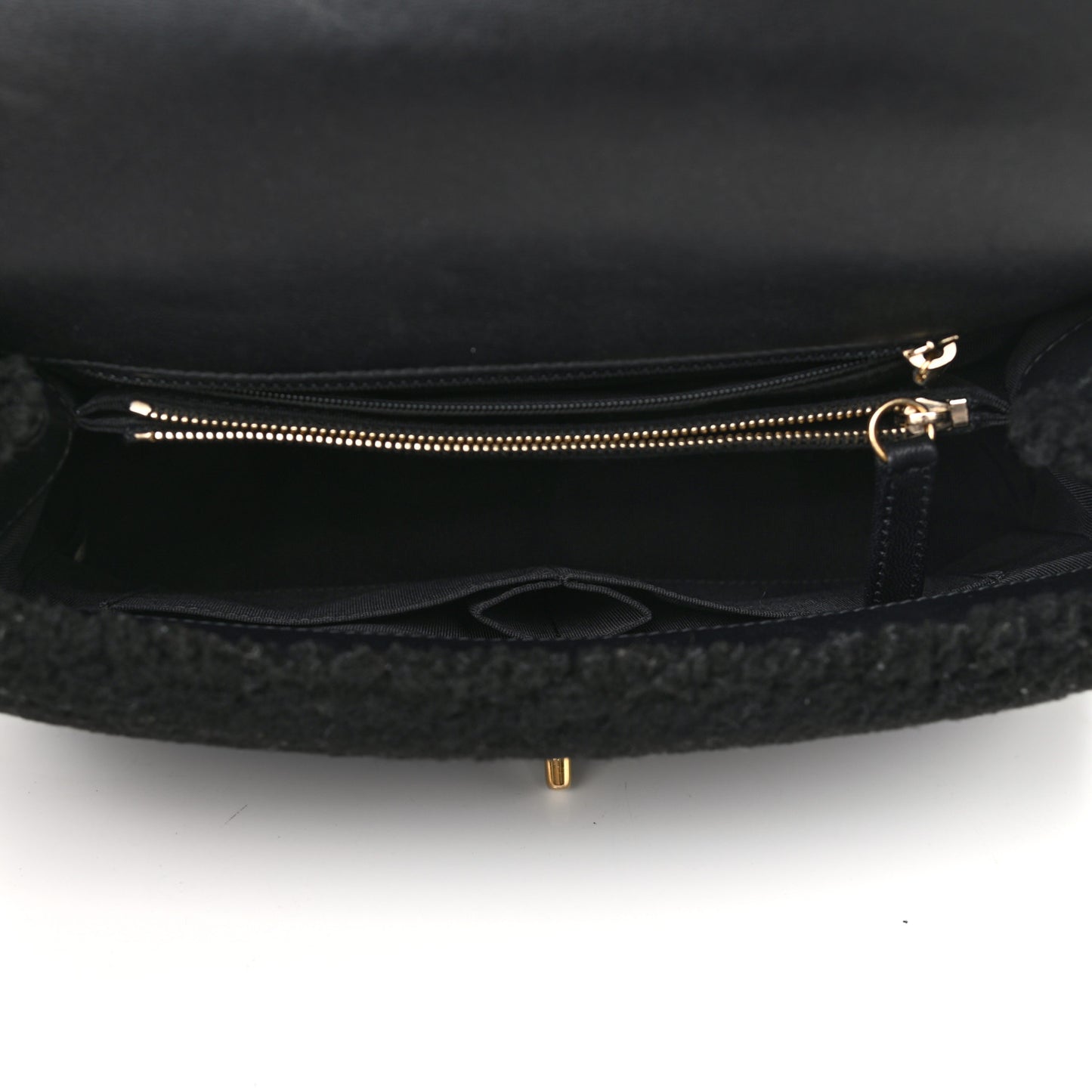 Shearling Lambskin Medium Coco Handle Flap Black