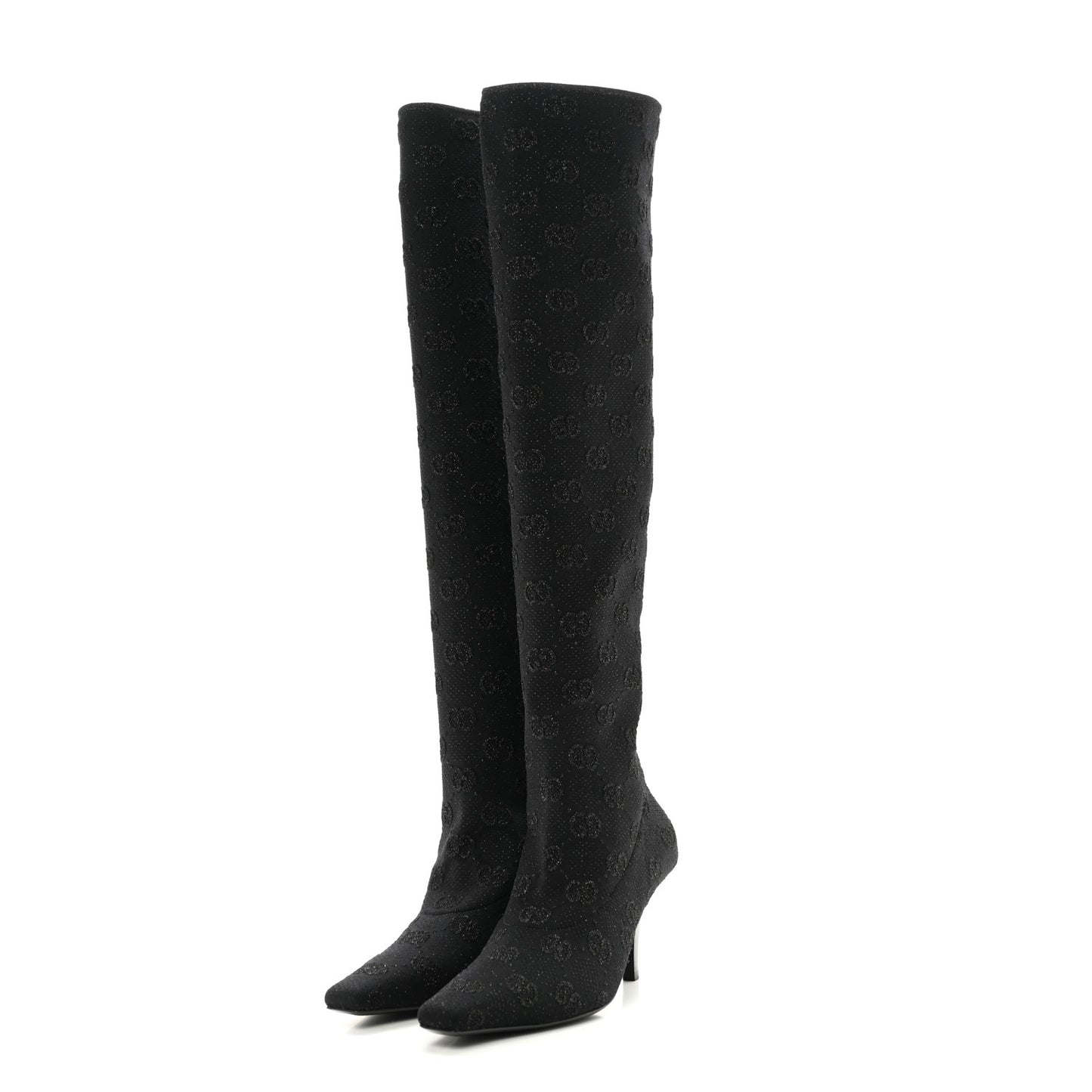 GG Jersey Knee High Boots 37.5 Black