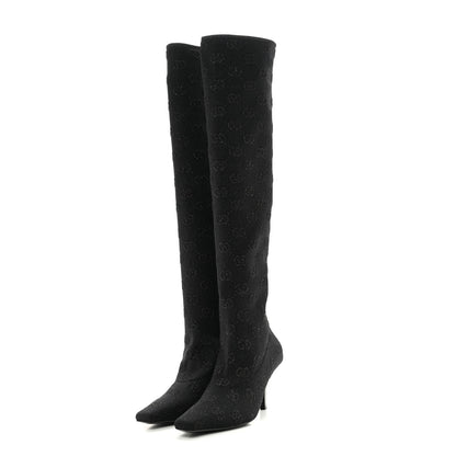 Gucci GG Jersey Knee High Boots 37.5 Black 3 of 8