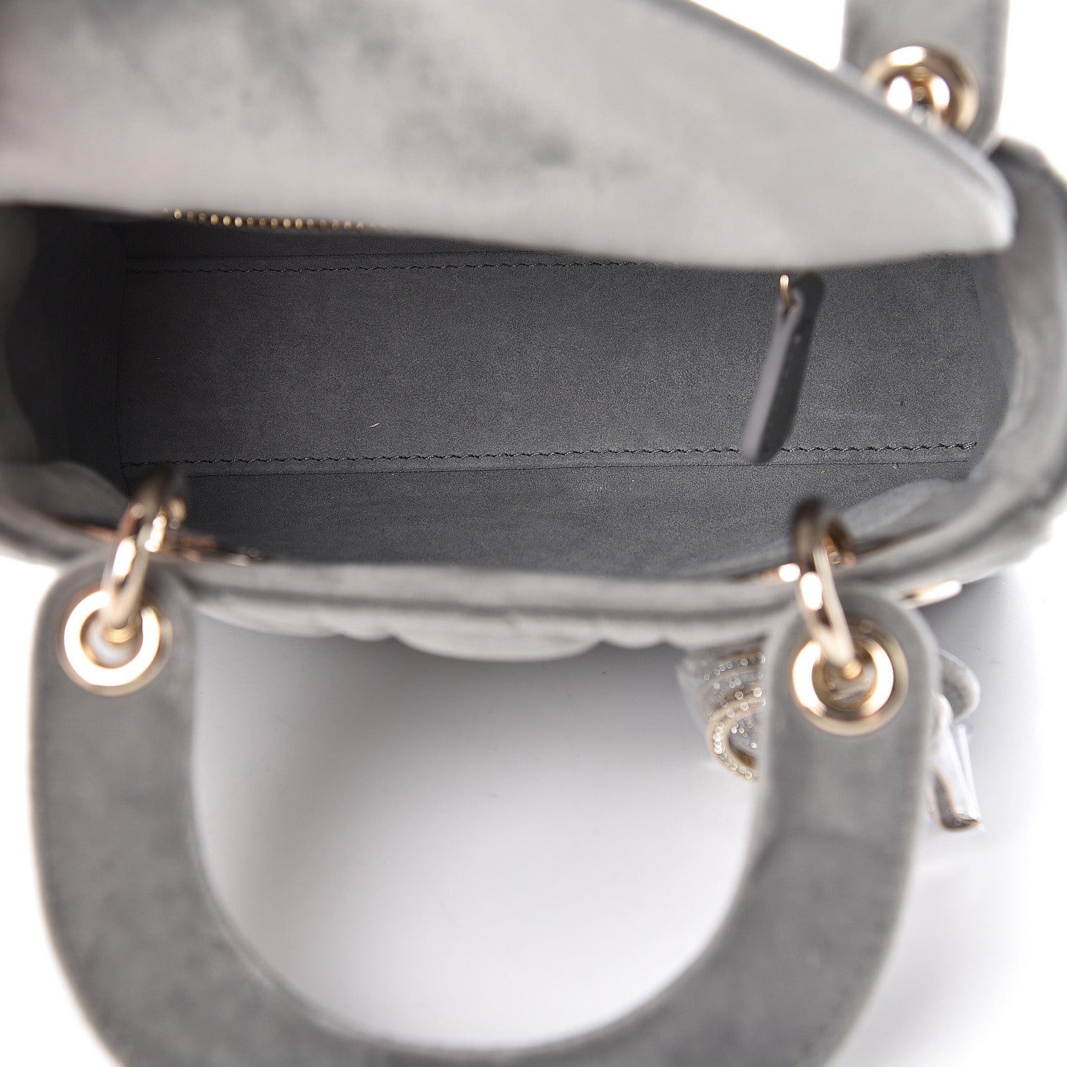 Christian Dior Velvet Mini Lady Dior Gray 5 of 11