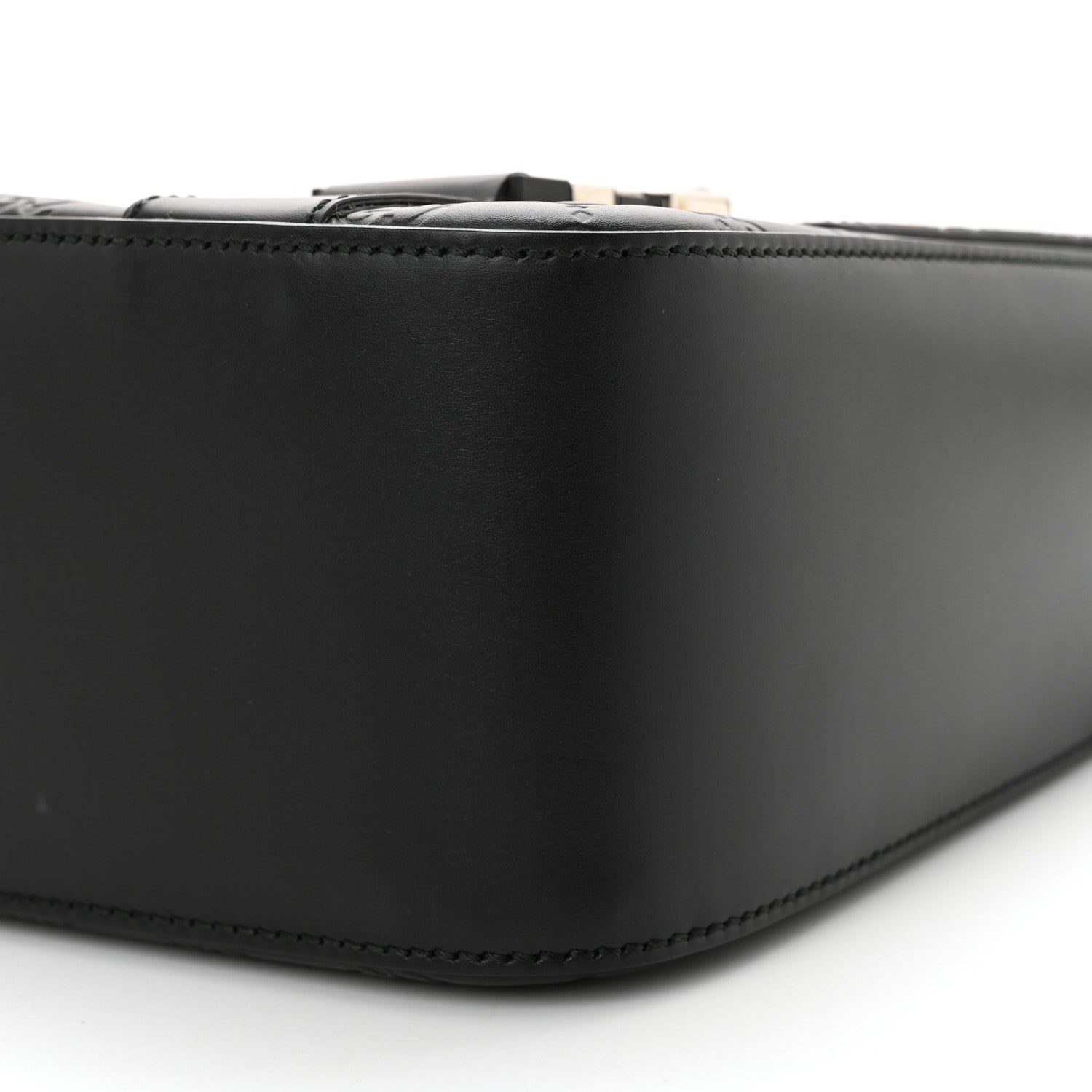 Gucci Guccissima Signature Medium Double Buckle Flap Messenger Bag Black 10 of 12