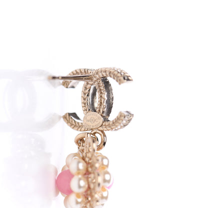 Chanel Pearl Resin CC Flower Drop Earrings Pink Gold 4 of 5
