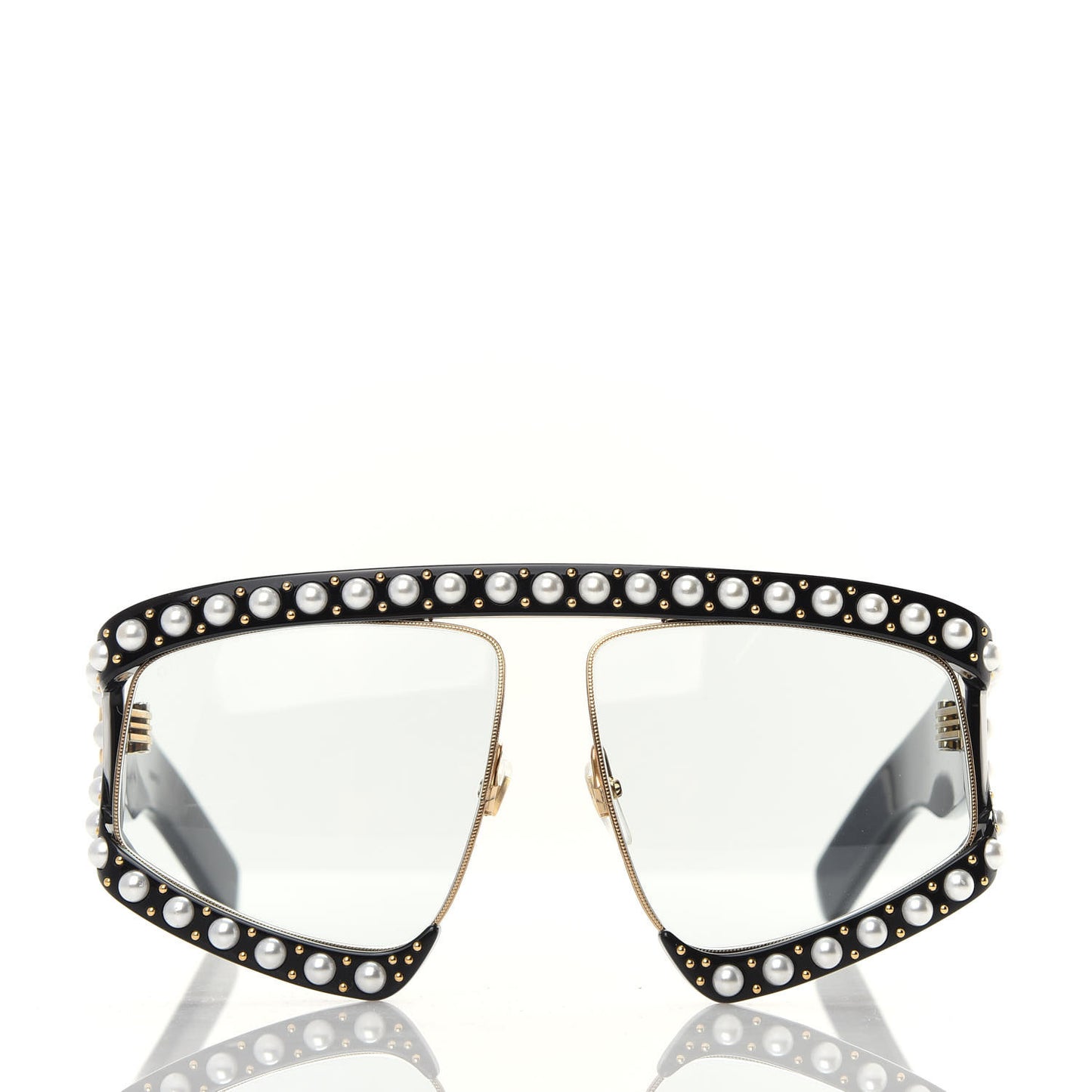 Acetate Pearl Rectangular Frame Sunglasses GG0234S Black