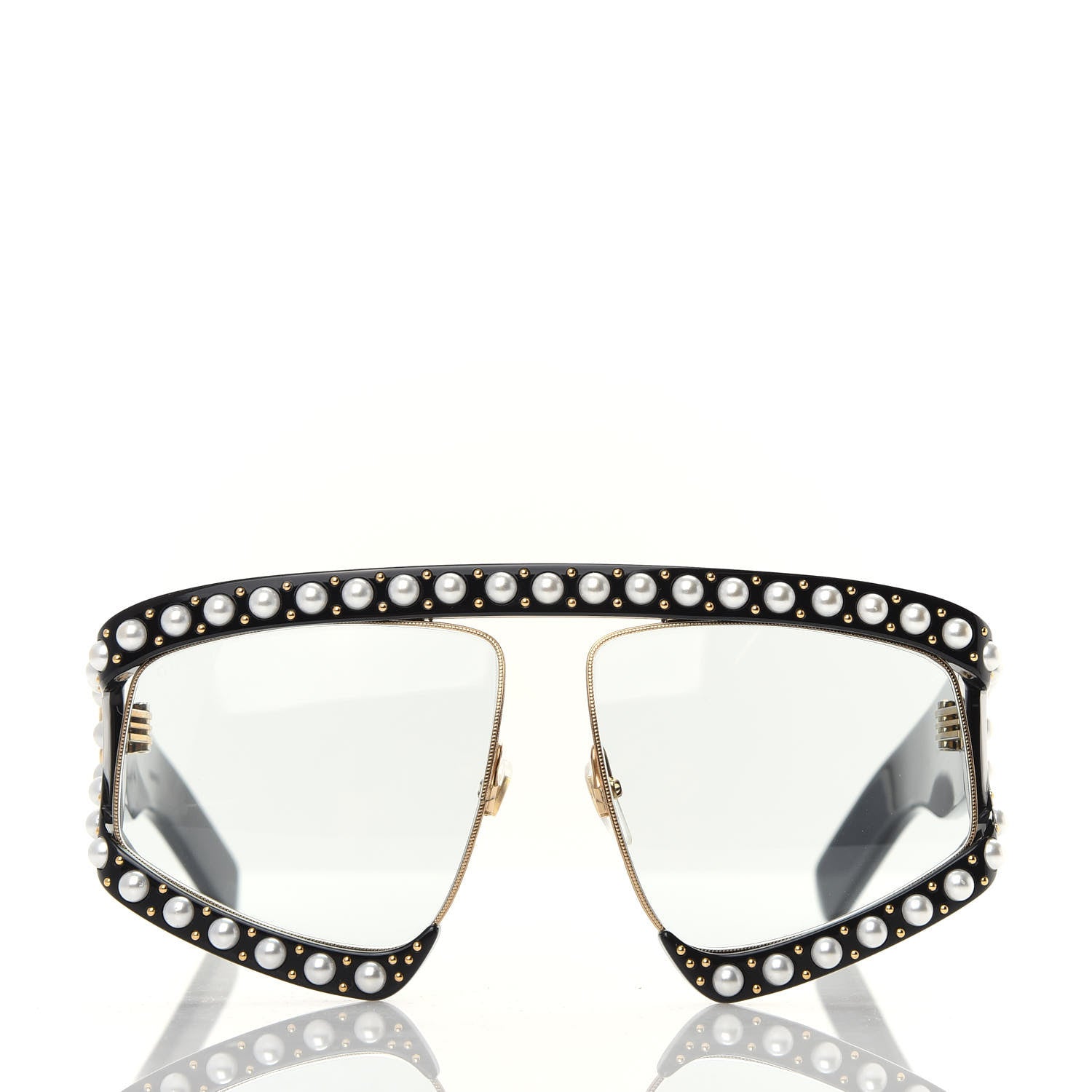 Gucci Acetate Pearl Rectangular Frame Sunglasses GG0234S Black 2 of 8