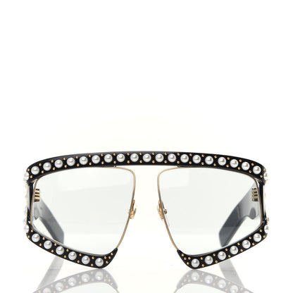 Gucci Acetate Pearl Rectangular Frame Sunglasses GG0234S Black 2 of 8