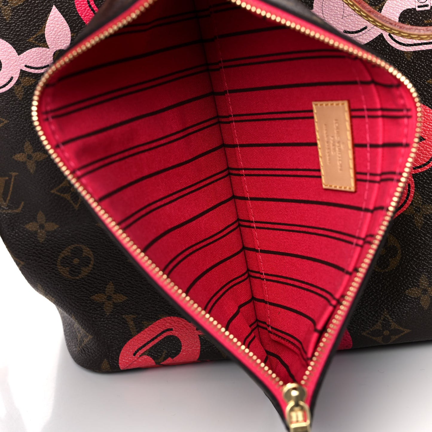 Monogram Bay Neverfull MM Rose Ballerine Poppy