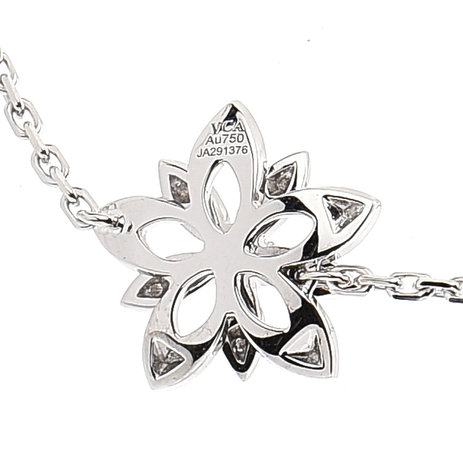 Van Cleef & Arpels 18K White Gold Diamond Mini Lotus Openwork Bracelet 4 of 6