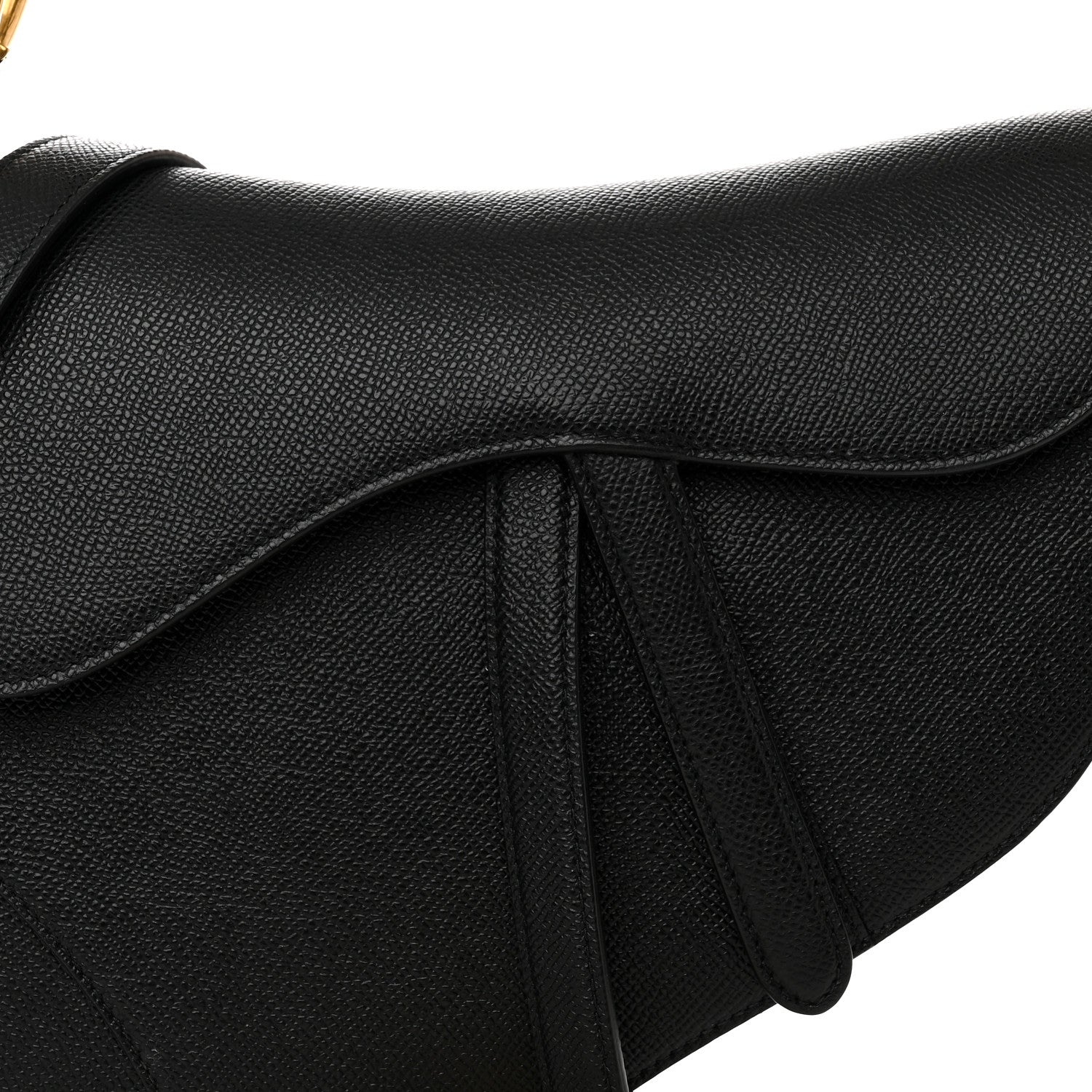 Christian Dior Grained Calfskin Saddle Bag With Strap Black 8 of 10