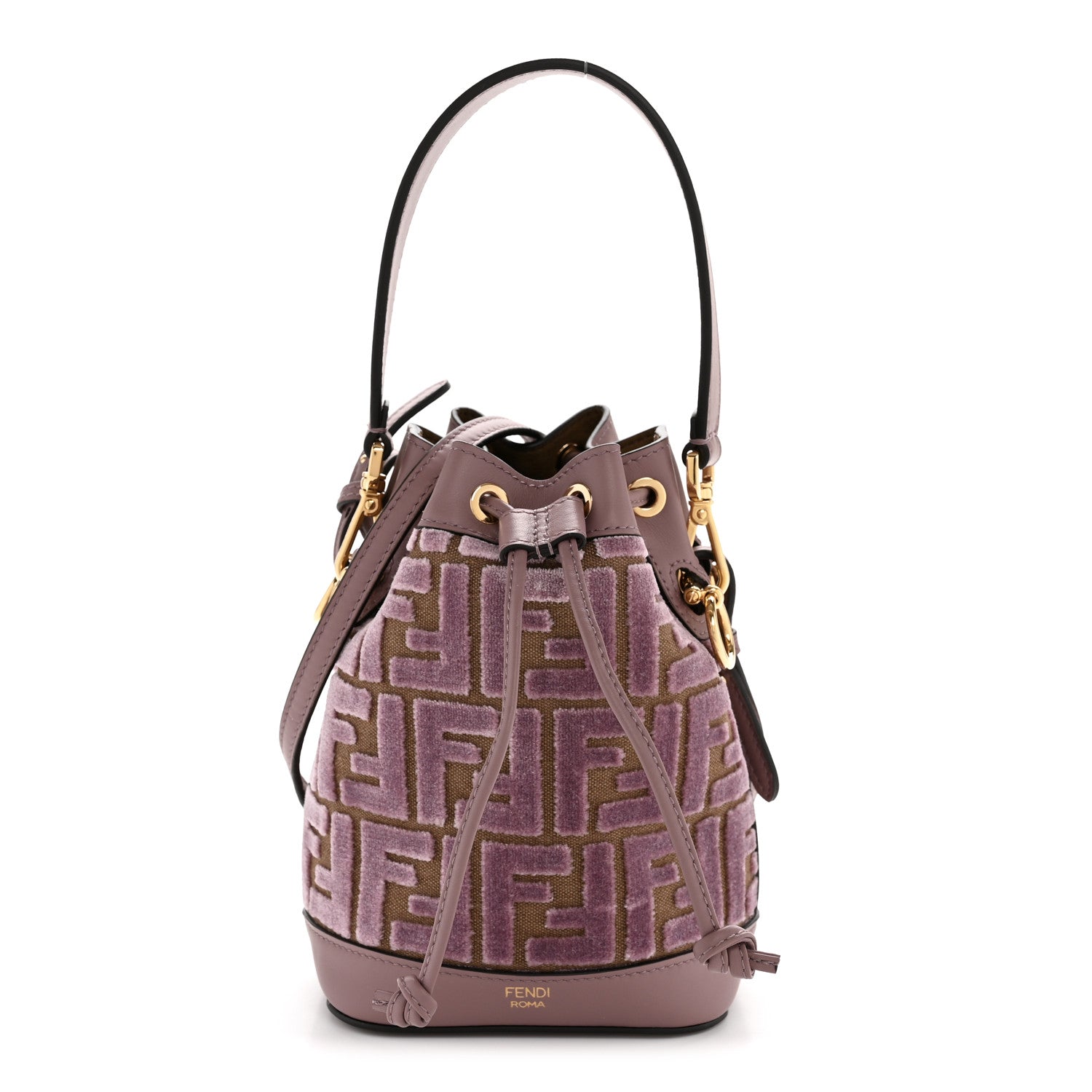 Fendi Vitello Grace Velluto FF Mini Mon Tresor Bucket Bag Dusty Mauve 1 of 11