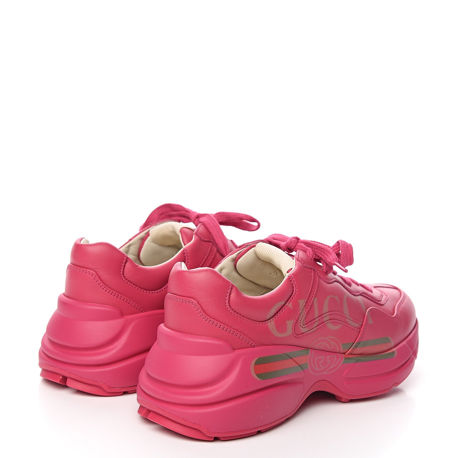 Gucci Calfskin Logo Womens Rhyton Sneakers 36 Box Pink 4 of 10
