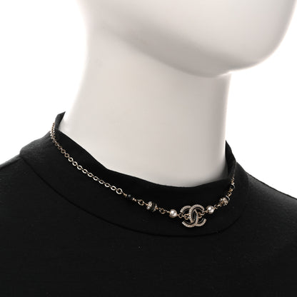 Chanel Glitter Enamel Crystal CC Beaded Choker Gold Black 2 of 6