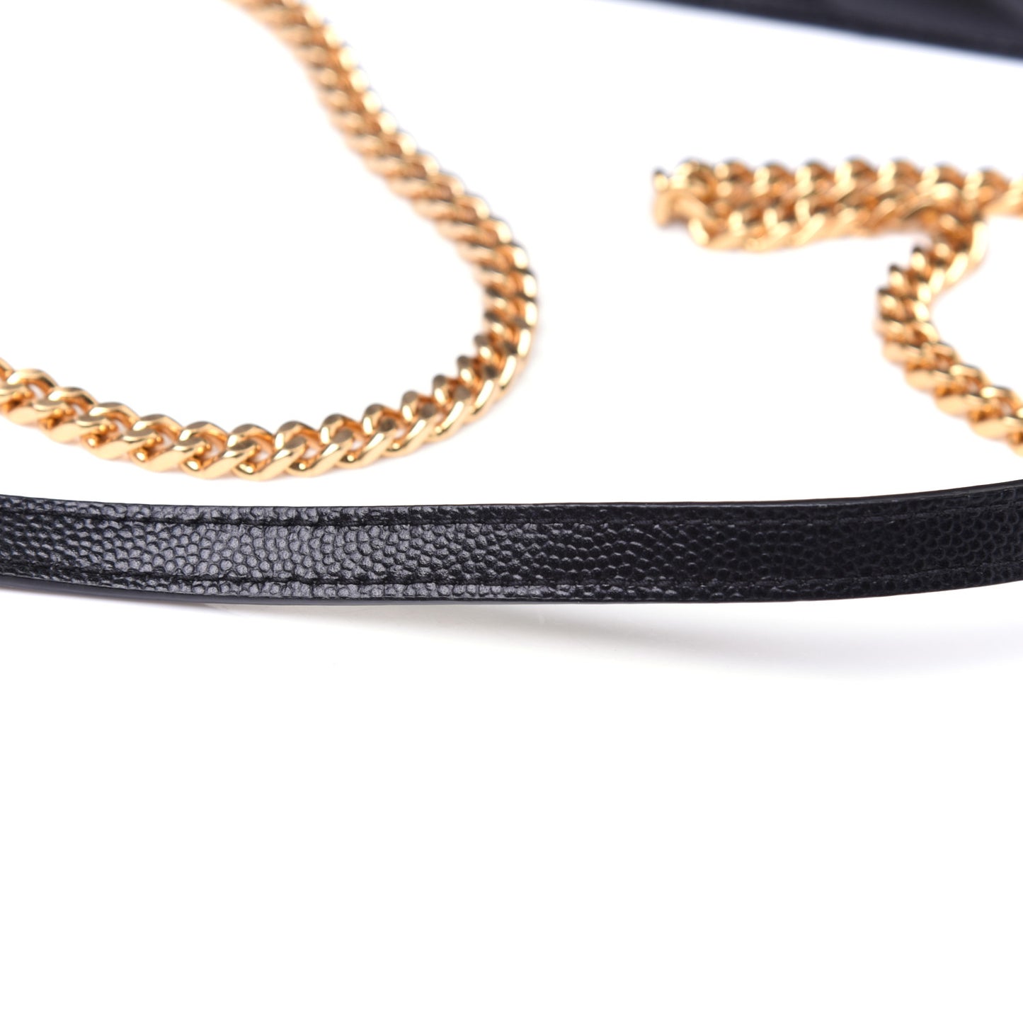 Grain De Poudre Matelasse Chevron Monogram Envelope Chain Wallet Black