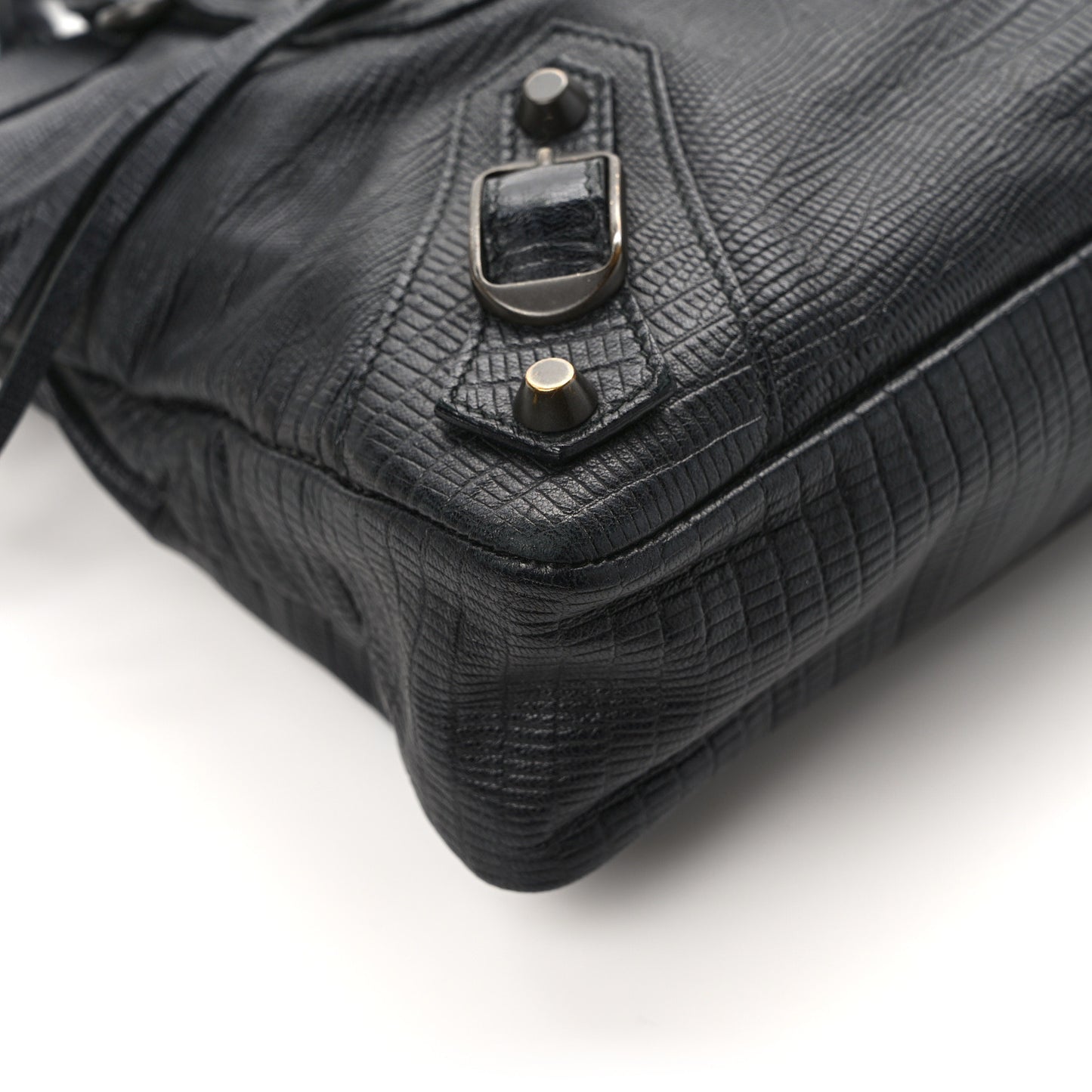 Calfskin Lizard Embossed Classic Hardware First Black