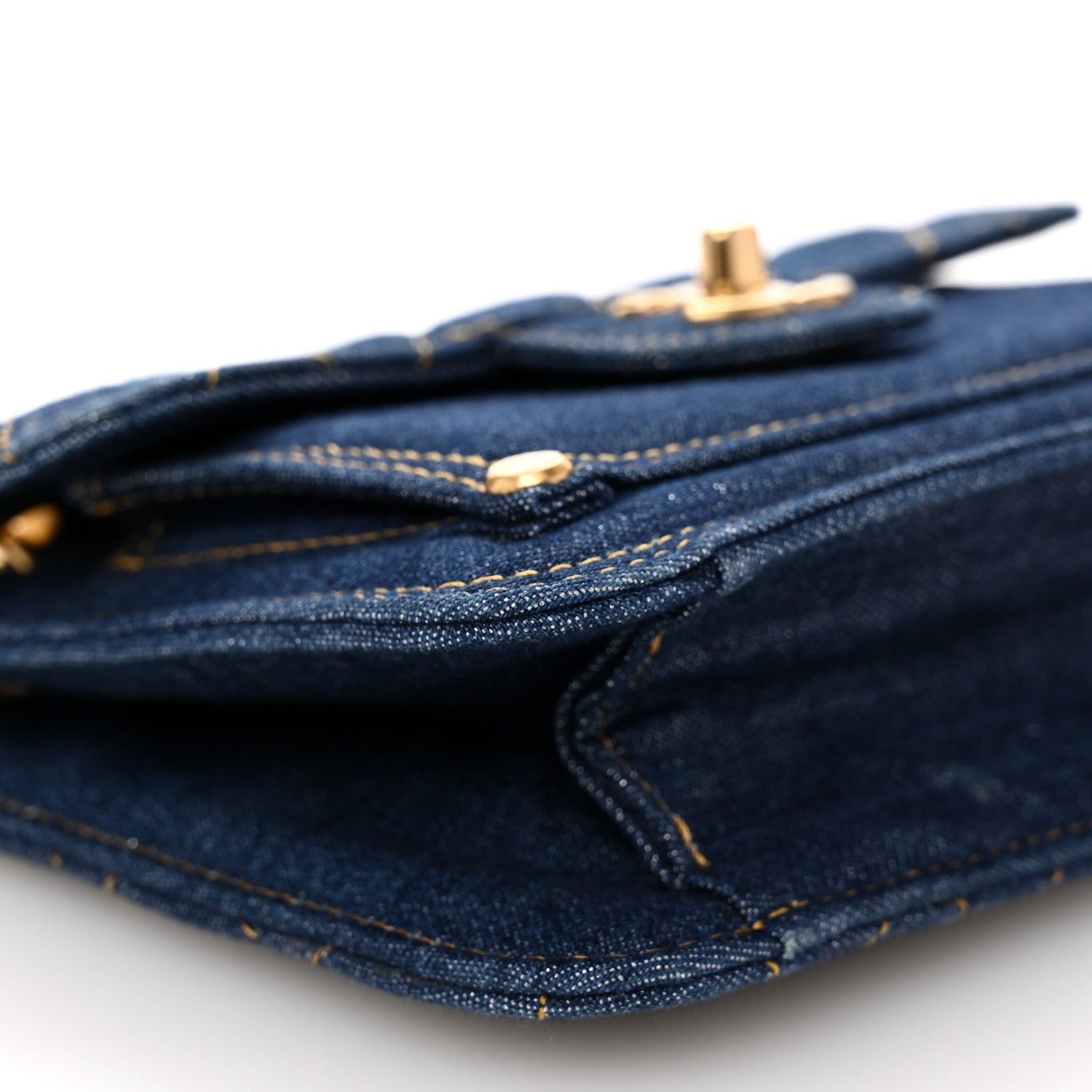Chanel Denim Quilted Double You Mini Flap Blue 9 of 10
