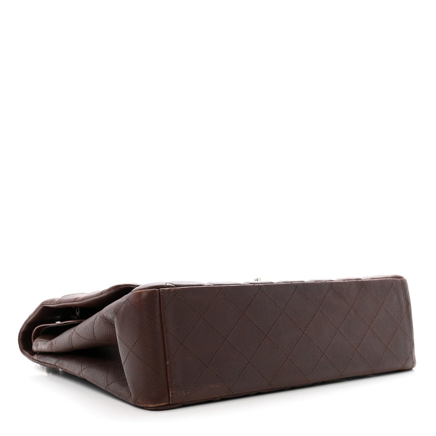 Caviar Quilted Maxi Double Flap Brown