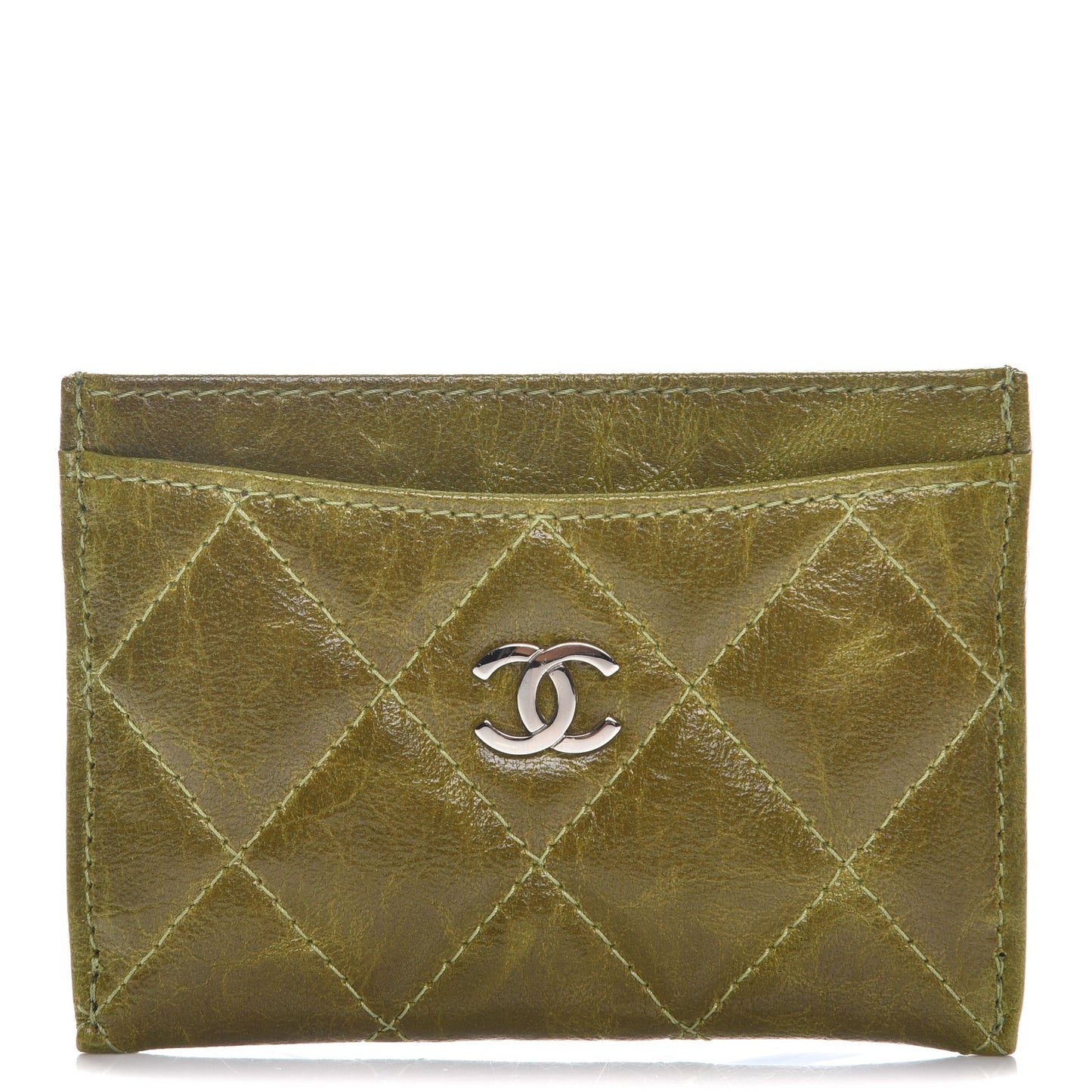 Llama Quilted Card Holder Green