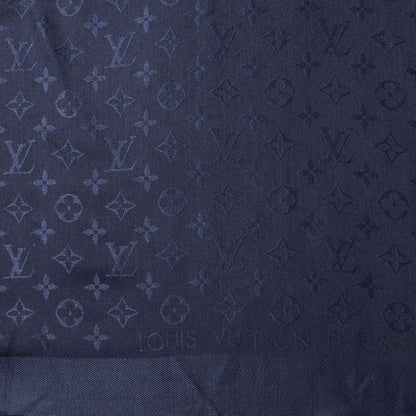Louis Vuitton Wool Silk Monogram Shawl Blue Nuit 4 of 5