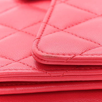 Chanel Lambskin Quilted Large Gusset Flap Wallet Red 10 of 10