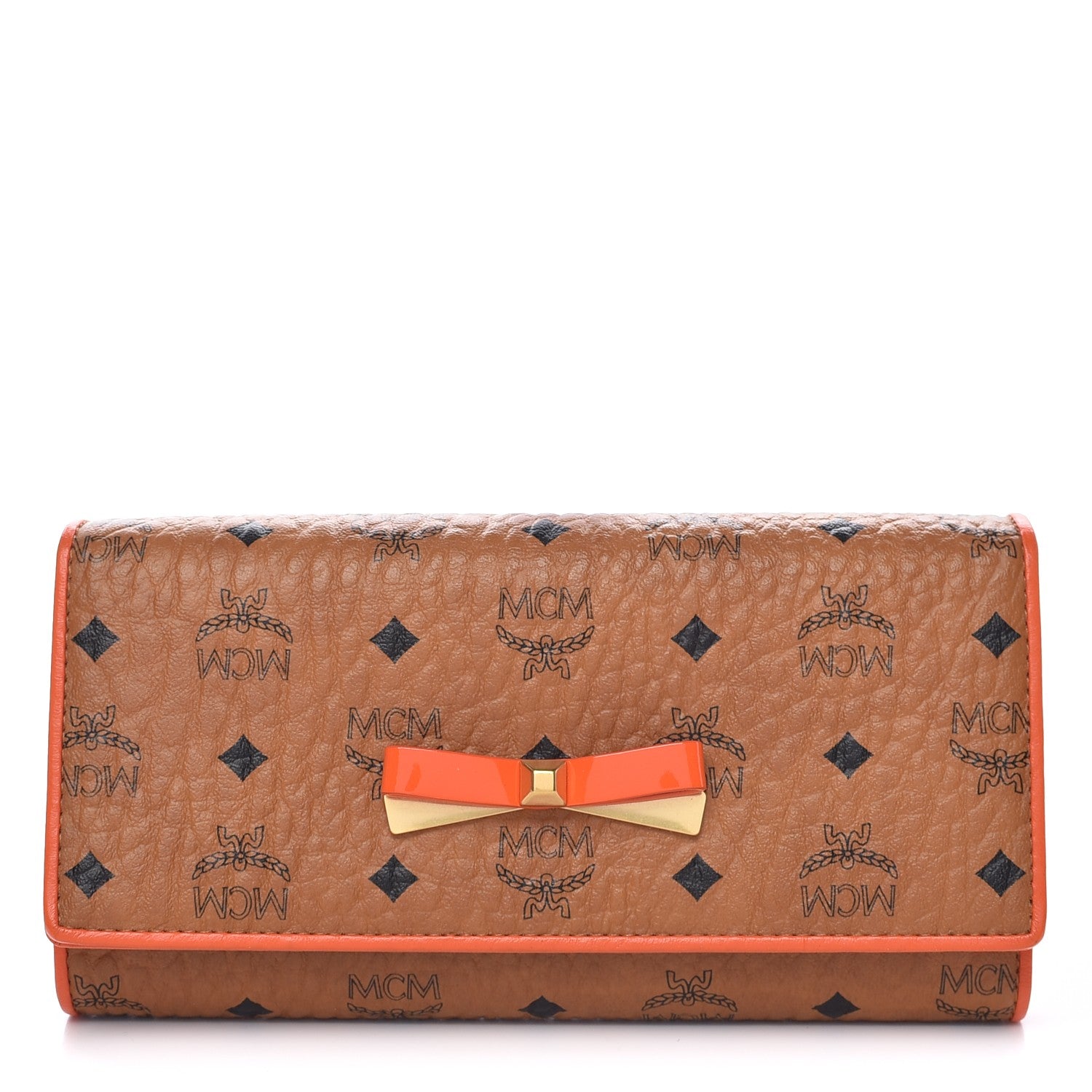 MCM Visetos Mina Long Trifold Wallet Cognac 1 of 8