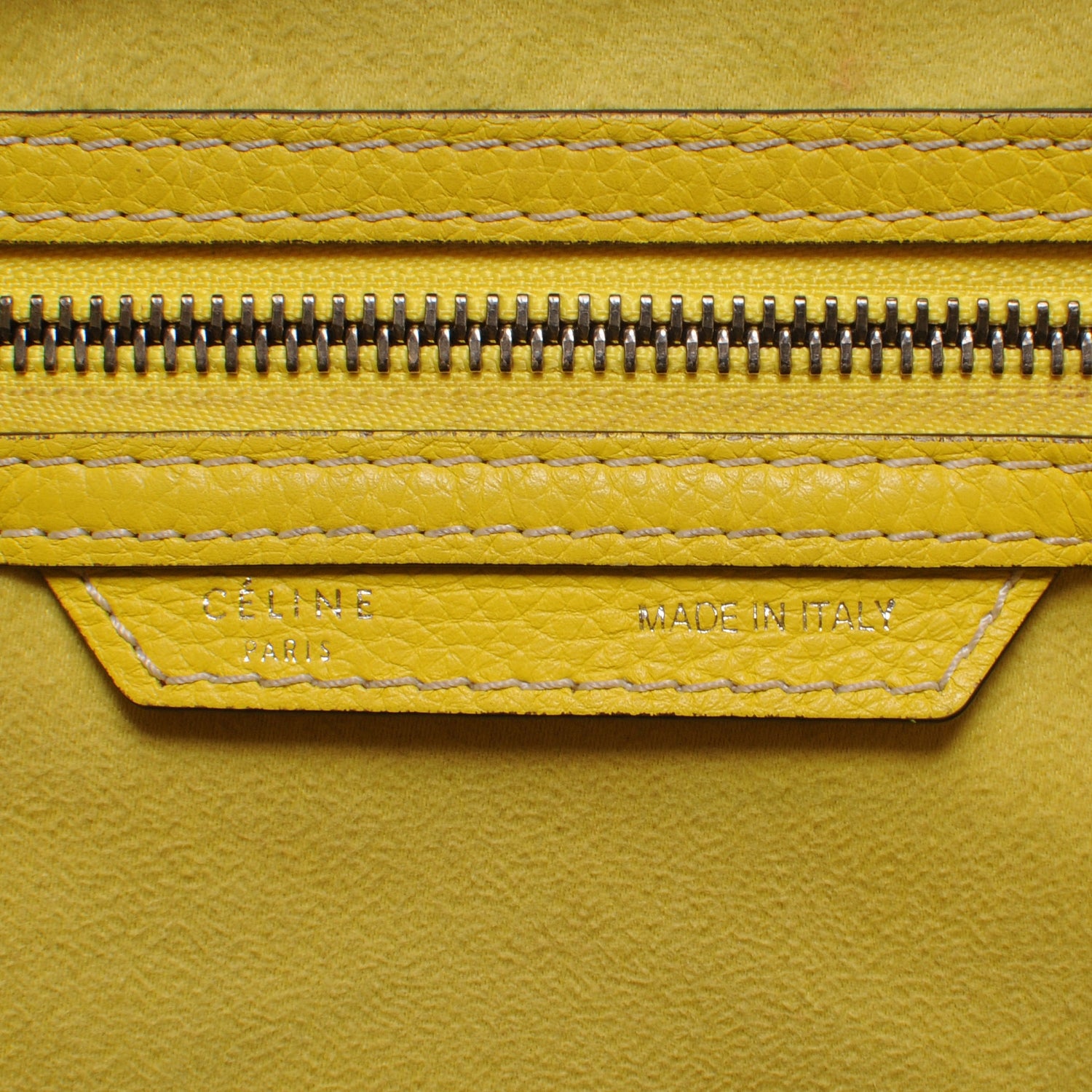 Celine Drummed Calfskin Mini Luggage Citron 9 of 10