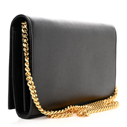 Saint Laurent Grain De Poudre Monogram Chain Wallet Black 3 of 12