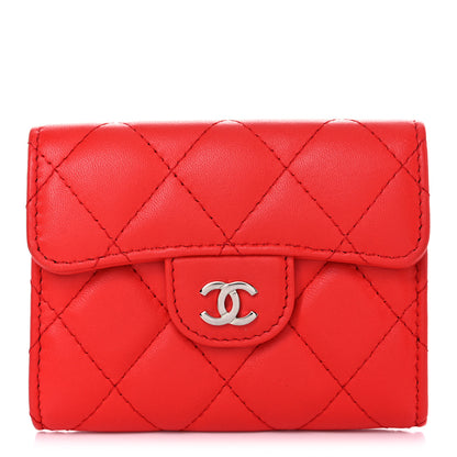 Chanel Lambskin Quilted Flap Card Holder Wallet Red 1 of 8