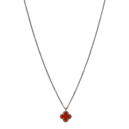 Van Cleef & Arpels 18K Rose Gold Carnelian Sweet Alhambra Pendant Necklace 1 of 7