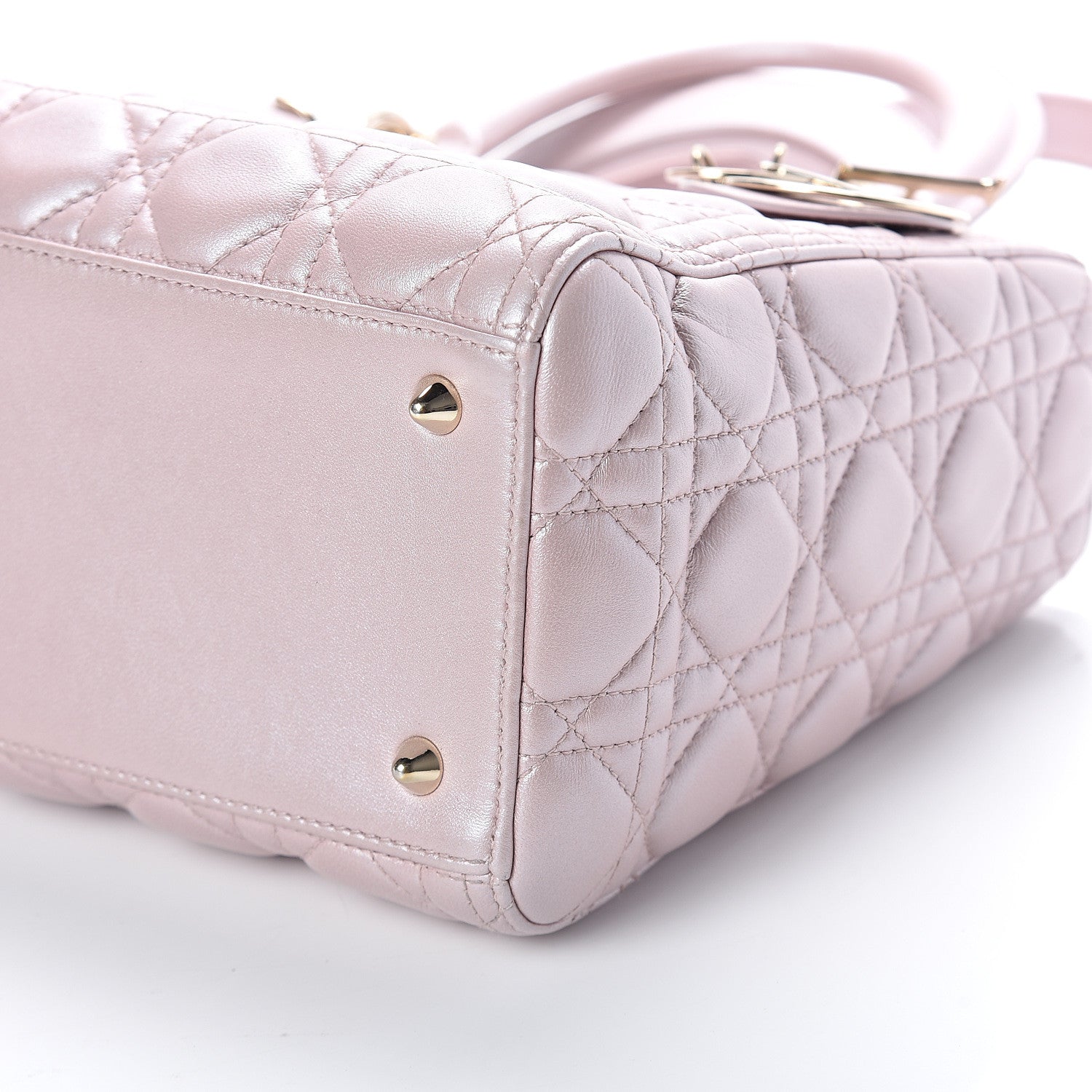 Christian Dior Pearly Lambskin Cannage Medium Lady Dior Lotus 7 of 7