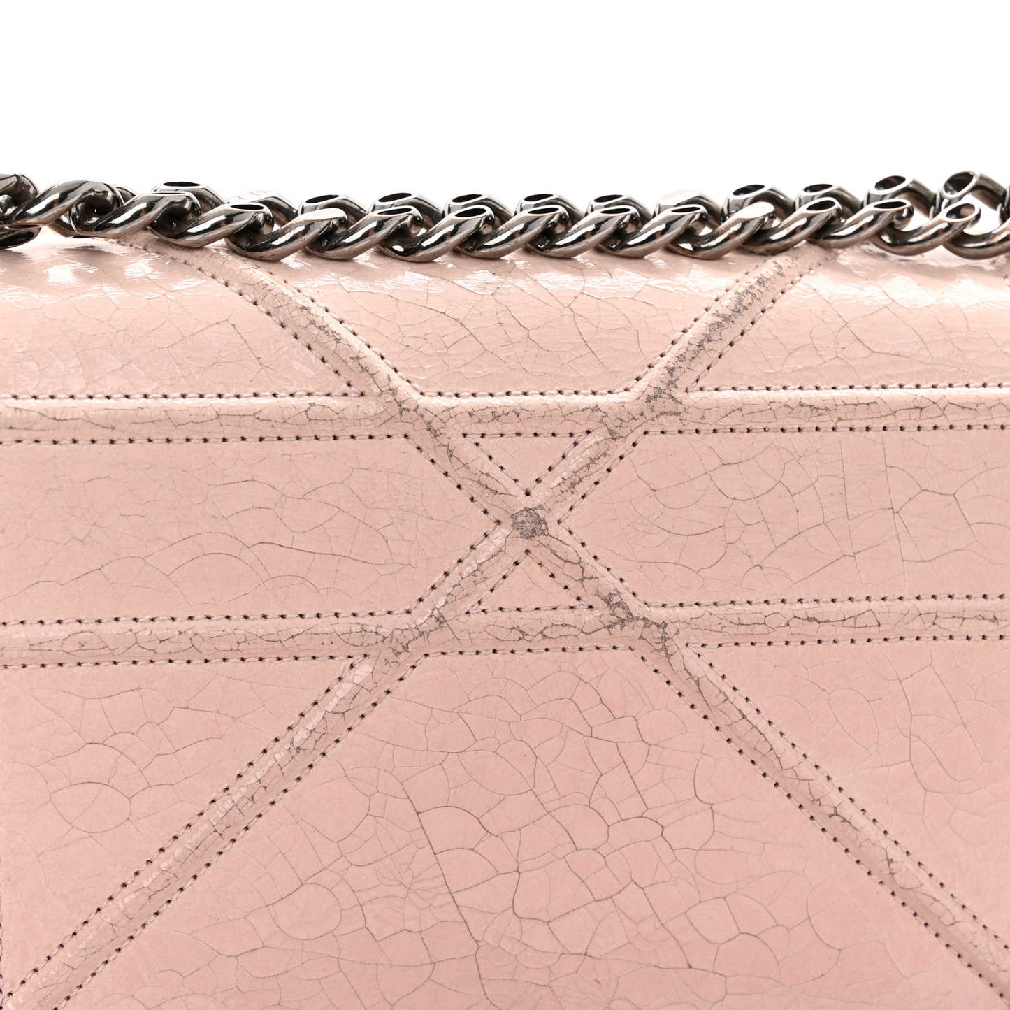 Ceramic Effect Deerskin Small Diorama Flap Bag Pink